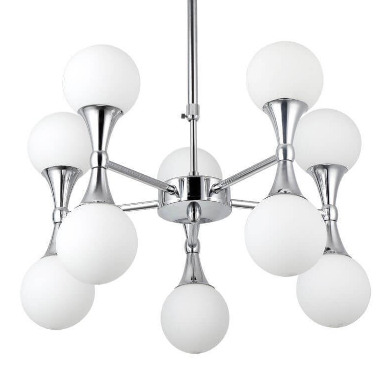 Люстра Ball Valley Chandelier Chromium 10 Белый Хром Люстра Ball Valley Chandelier Chromium 10 Белый Хром в Брянске | Loft Concept