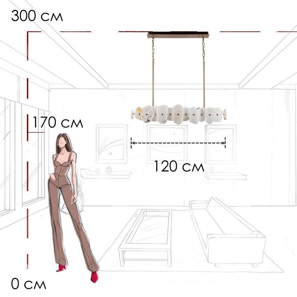 Подвесной светильник с фигурными элементами из белого алебастра Cryptocrystalline Stone в Брянске