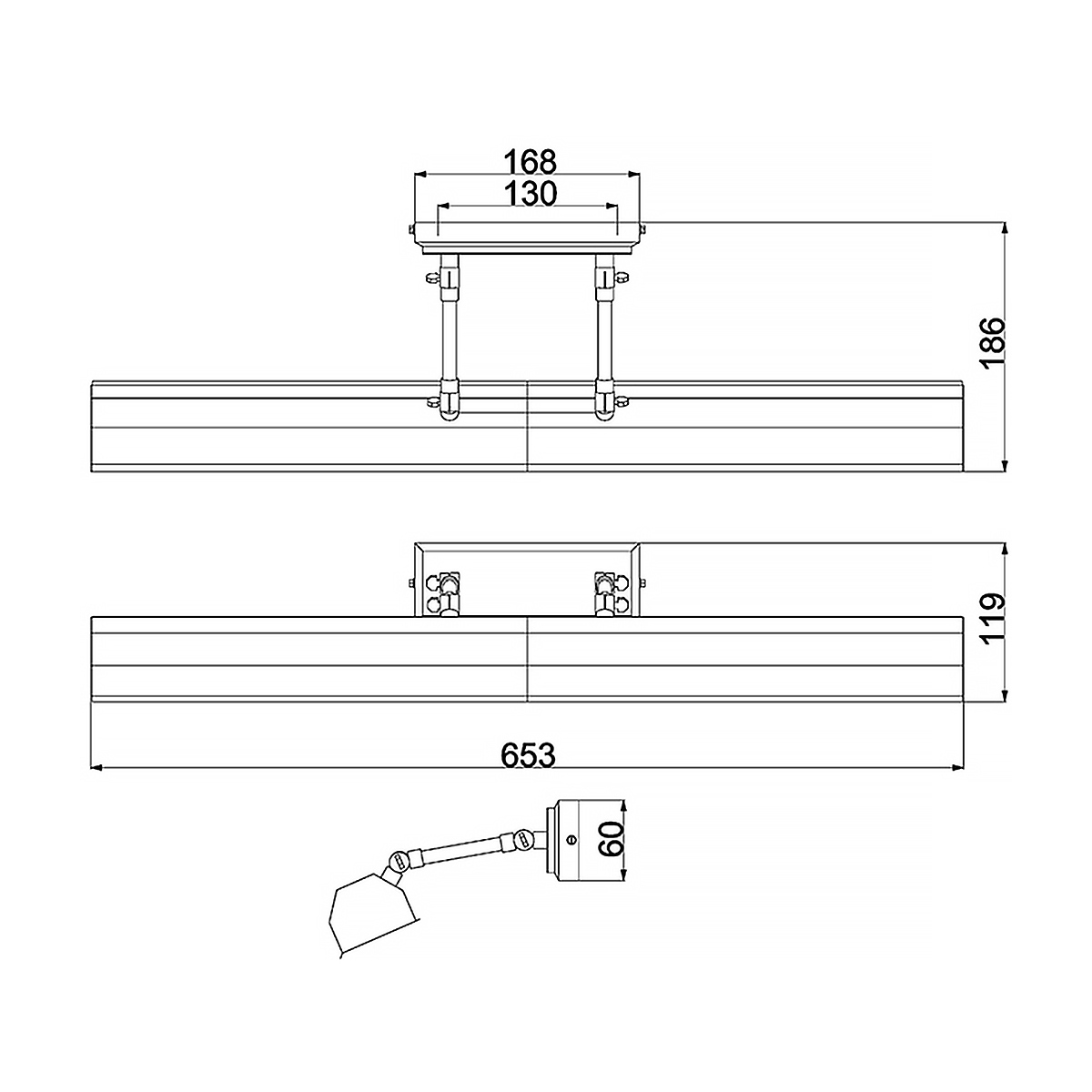 Светильник для картин с призматическим плафоном и двойными регулируемыми шарнирами Elstead Lighting в Брянске