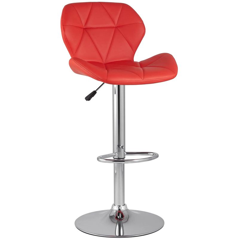 Барный Стул Jeroen Chair Красная Экокожа Красный Серебряный Барный Стул Jeroen Chair Красная Экокожа Красный Серебряный в Брянске | Loft Concept