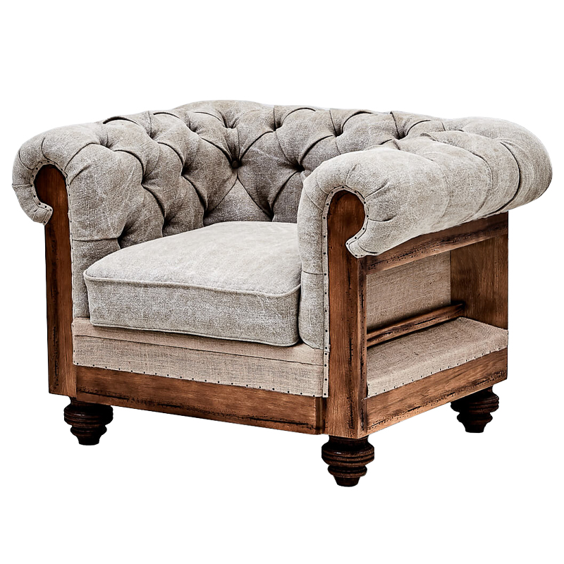 Кресло Deconstructed Chesterfield Armchair Gray Светло-серый Коричневый Кресло Deconstructed Chesterfield Armchair Gray Светло-серый Коричневый в Брянске | Loft Concept