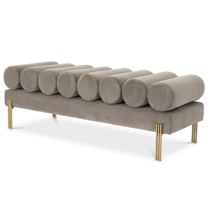 Банкетка Eichholtz Bench Oxley Grey Серый Латунь Банкетка Eichholtz Bench Oxley Grey Серый Латунь в Брянске | Loft Concept