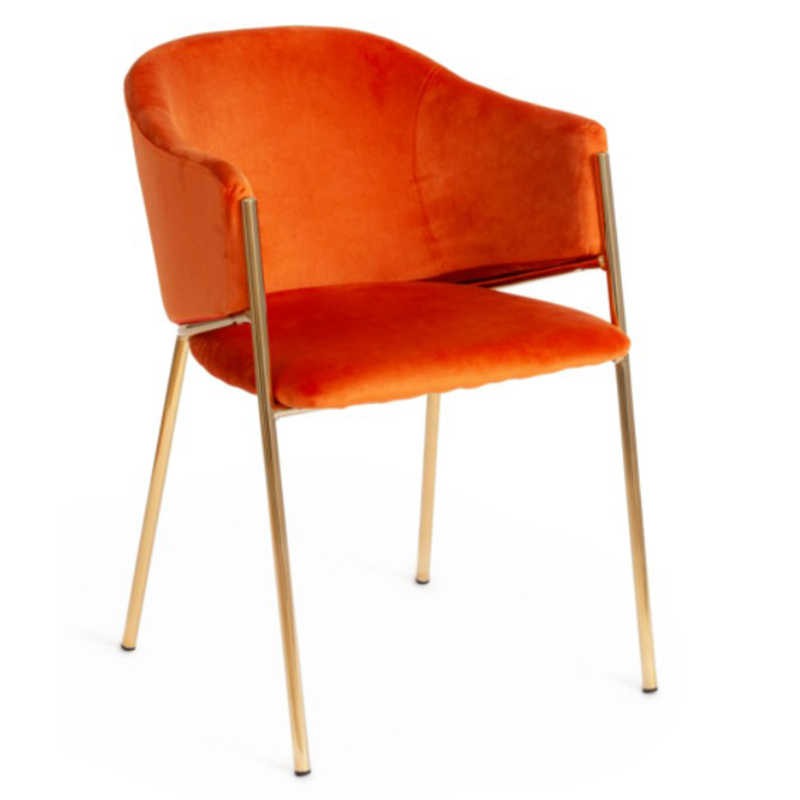 Стул Faisal Orange Velvet Chair Оранжевый Глянцевое золото Стул Faisal Orange Velvet Chair Оранжевый Глянцевое золото в Брянске | Loft Concept