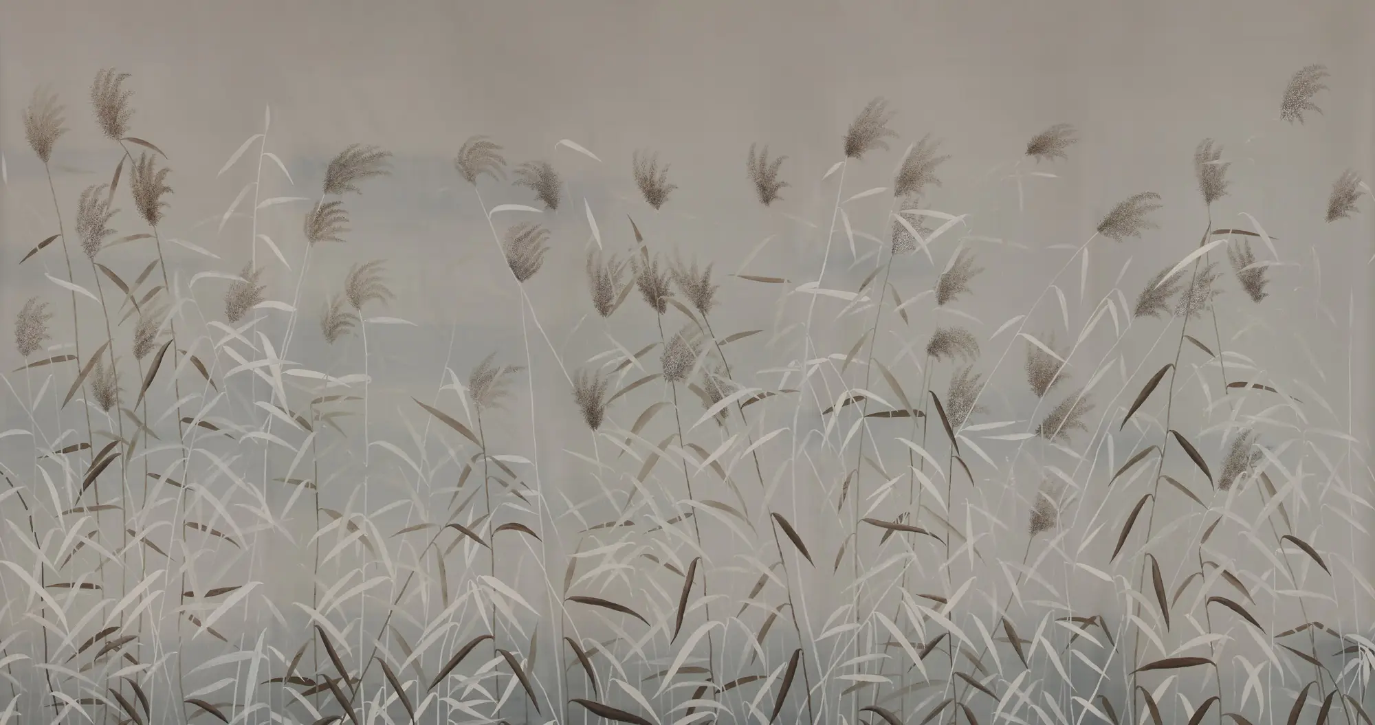 Обои ручная роспись Wild Grasses Special Colourway on Pale Grey dyed silk Обои ручная роспись Wild Grasses Special Colourway on Pale Grey dyed silk - постер Loft-Concept в Брянске