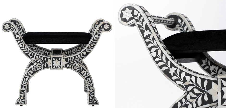 Табурет отделка кость черный BONE INLAY Jenny Stool Табурет отделка кость черный BONE INLAY Jenny Stool - Loft-Concept в Брянске