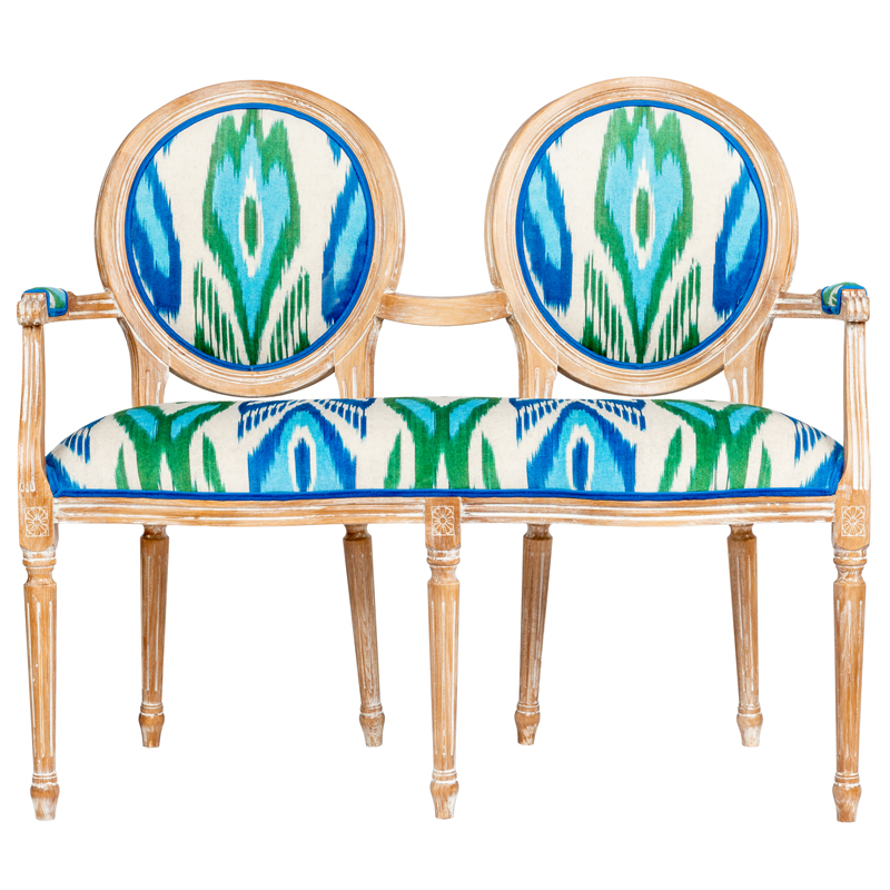 Диванетка с узором Ikat Pattern Белый Коричневый Мульти Диванетка с узором Ikat Pattern Белый Коричневый Мульти в Брянске | Loft Concept