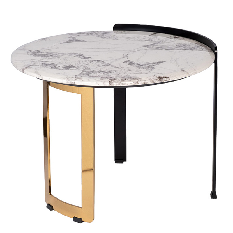 Приставной стол Rodgeir Side Table Черный Глянцевое золото Белый Мрамор Bianco Приставной стол Rodgeir Side Table Черный Глянцевое золото Белый Мрамор Bianco в Брянске | Loft Concept