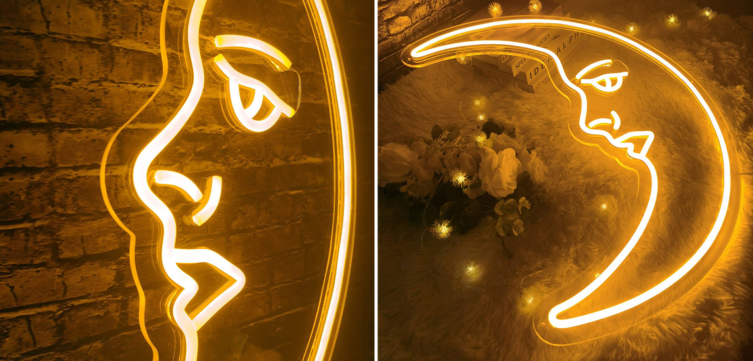 Неоновая настенная лампа Crescent Moon Neon Wall Lamp - фото