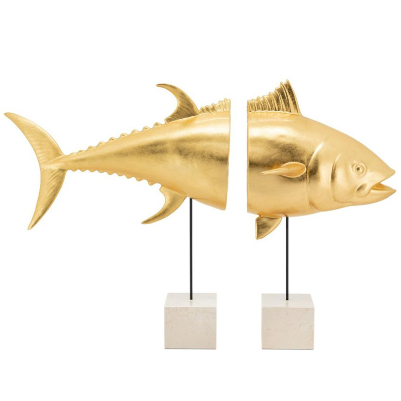 Статуэтка Tuna With Marble Bases Goldleaf Золотой Черный Белый Мрамор Bianco Статуэтка Tuna With Marble Bases Goldleaf Золотой Черный Белый Мрамор Bianco в Брянске | Loft Concept