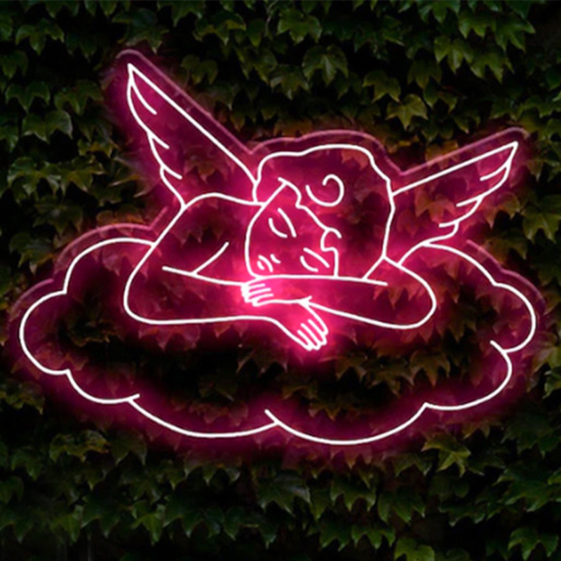 Неоновая настенная лампа Sleeping Angel Neon Wall Lamp Розовый Прозрачный Розовый Неоновая настенная лампа Sleeping Angel Neon Wall Lamp Розовый Прозрачный Розовый в Брянске | Loft Concept