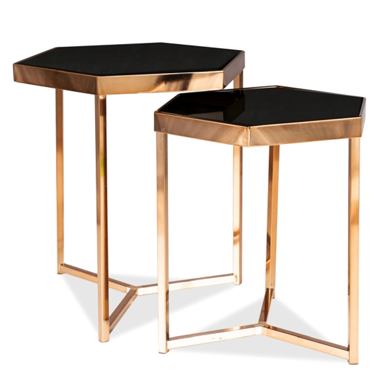 Комплект приставных столов Wally Side Table Золотой Шампань Черный Комплект приставных столов Wally Side Table Золотой Шампань Черный в Брянске | Loft Concept