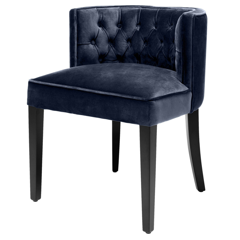 Стул Eichholtz Dining Chair Dearborn blue Темно-синий Черный Стул Eichholtz Dining Chair Dearborn blue Темно-синий Черный в Брянске | Loft Concept