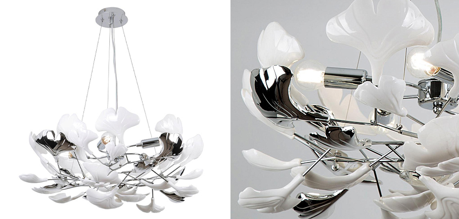 Люстра Wintery flover Chrome с Белыми декоративными плафонами Люстра Wintery flover Chrome с Белыми декоративными плафонами - Loft-Concept в Брянске