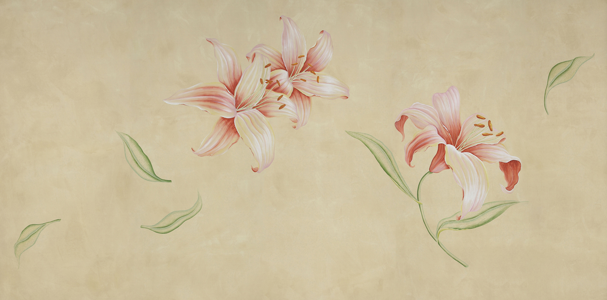 Обои ручная роспись Lilium Special Colourway on yellow painted silk Обои ручная роспись Lilium Special Colourway on yellow painted silk - постер Loft-Concept в Брянске