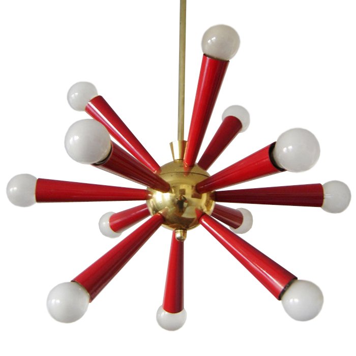 Люстра Mid Century Modern ATOMIC Sputnik Red Красный (Red) Золотой Люстра Mid Century Modern ATOMIC Sputnik Red Красный (Red) Золотой в Брянске | Loft Concept