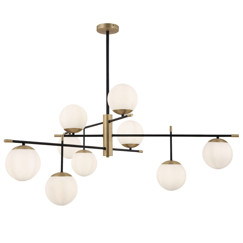 Светильник Spike Nine Balls Hanging Lamp матовое золото Прозрачный белый Светильник Spike Nine Balls Hanging Lamp матовое золото Прозрачный белый в Брянске | Loft Concept
