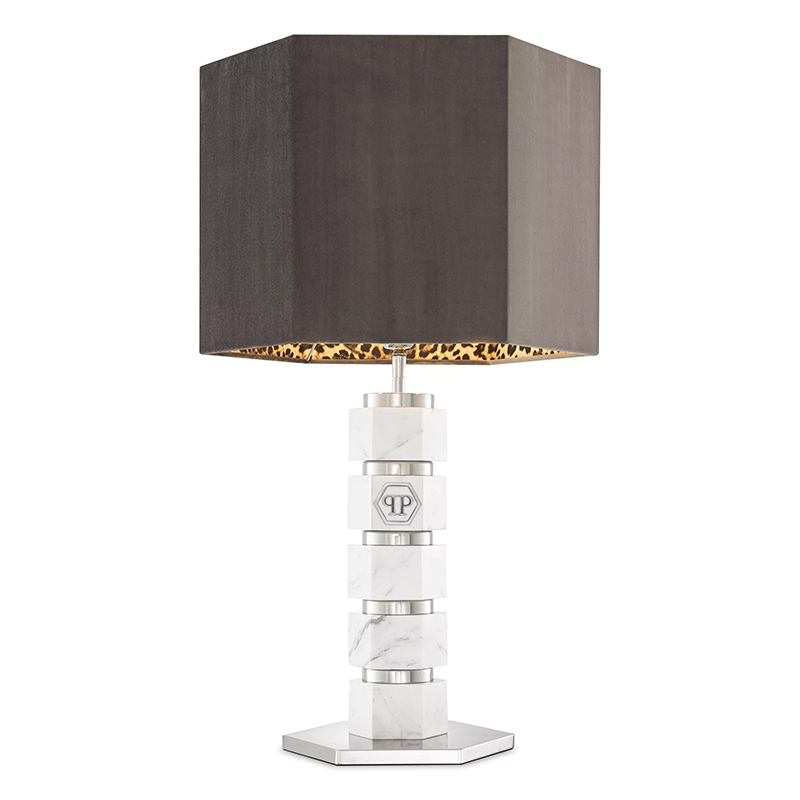 Настольная лампа Philipp Plein Table Lamp Hexagon Коричневый Белый Мрамор Bianco Хром Настольная лампа Philipp Plein Table Lamp Hexagon Коричневый Белый Мрамор Bianco Хром в Брянске | Loft Concept