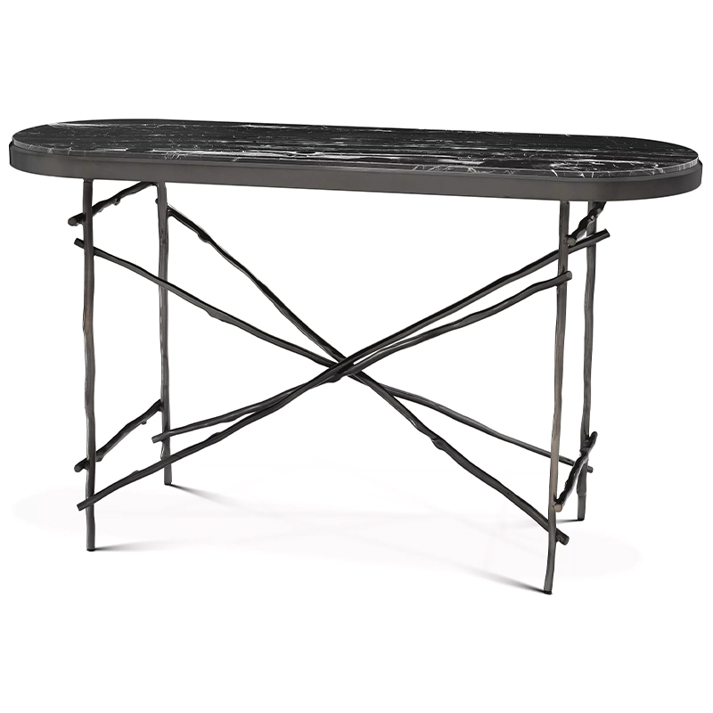 Консоль Eichholtz Console Table Tomasso Черный Мрамор Nero Темная бронза в Брянске | Loft Concept 