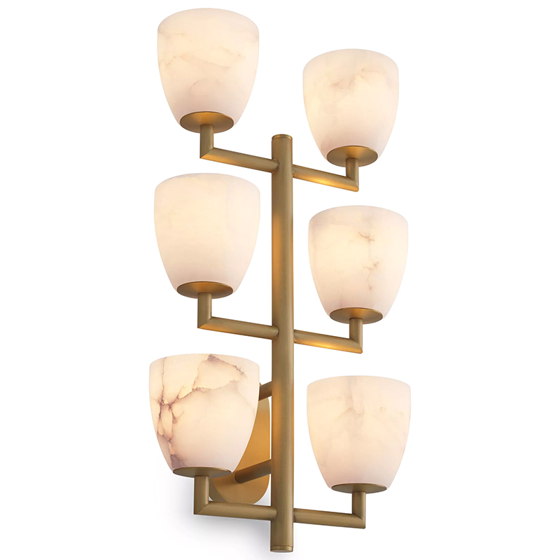 Настенный светильник Eichholtz Wall Lamp Valerius Латунь Белый Мрамор Bianco ivory ( слоновая кость ) в Брянске | Loft Concept 