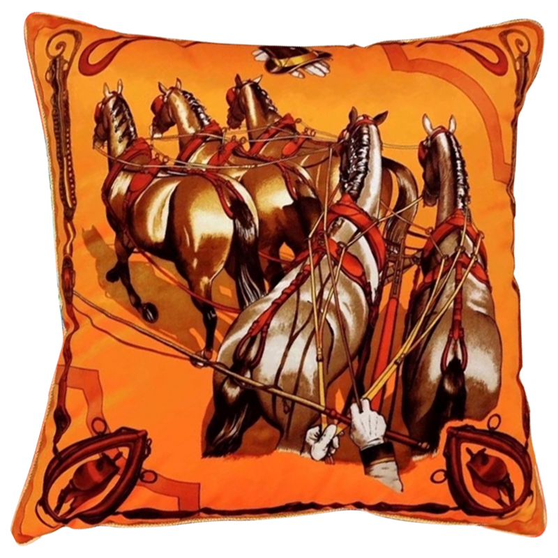 Декоративная подушка Hermes Horse 112 Оранжевый Декоративная подушка Hermes Horse 112 Оранжевый в Брянске | Loft Concept