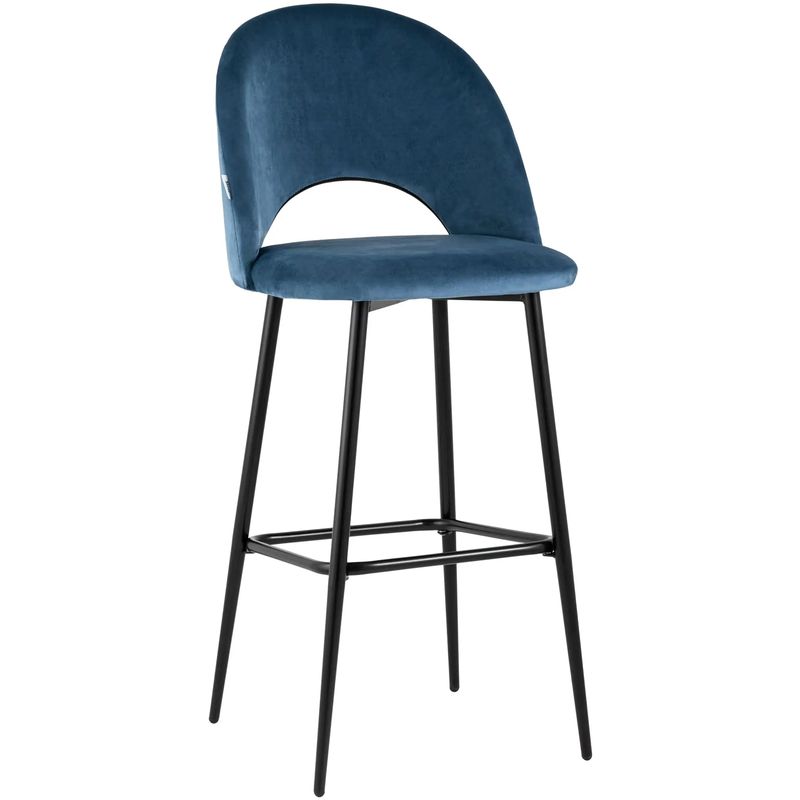 Барный Стул CLIFF Chair Синий Велюр Синий Черный Барный Стул CLIFF Chair Синий Велюр Синий Черный в Брянске | Loft Concept