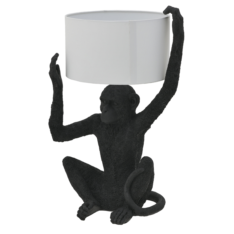 Настольная лампа Black Monkey Holding Lampshade Черный Белый в Брянске | Loft Concept 