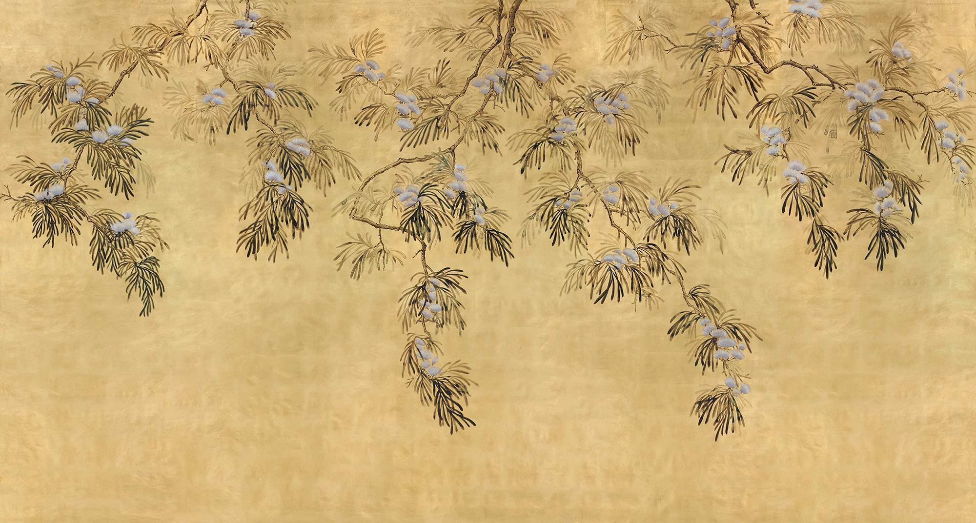 Обои ручная роспись Silk Tree Original colourway on Gold Bullion gilded paper Обои ручная роспись Silk Tree Original colourway on Gold Bullion gilded paper - постер Loft-Concept в Брянске