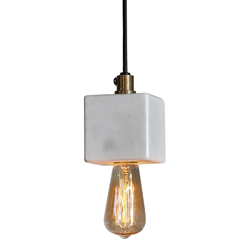 Подвесной светильник Shaw Cube Marble Hanging Lamp Черный Белый Мрамор Bianco Подвесной светильник Shaw Cube Marble Hanging Lamp Черный Белый Мрамор Bianco в Брянске | Loft Concept