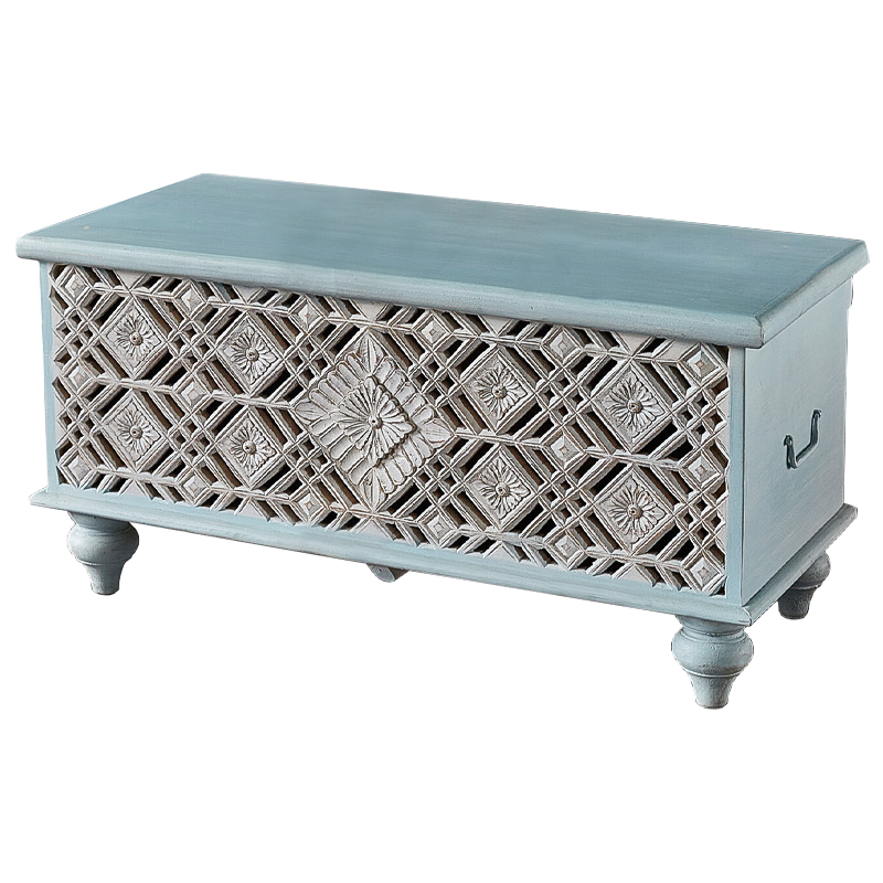 Сундук резной Vimal Carved Wood Chest Голубой Белый Сундук резной Vimal Carved Wood Chest Голубой Белый в Брянске | Loft Concept