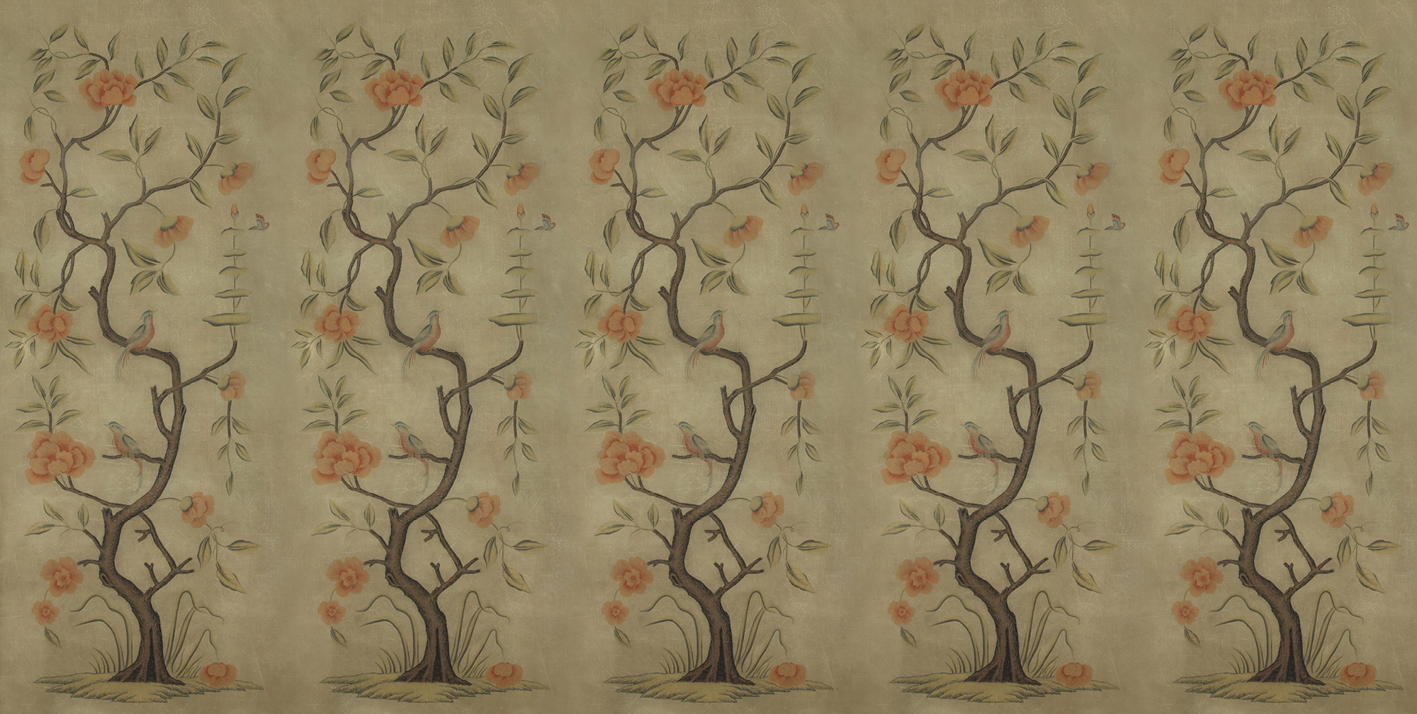 Обои ручная роспись Gustavian Tree of Life Special Colourway on brown Williamsburg Обои ручная роспись Gustavian Tree of Life Special Colourway on brown Williamsburg - постер Loft-Concept в Брянске