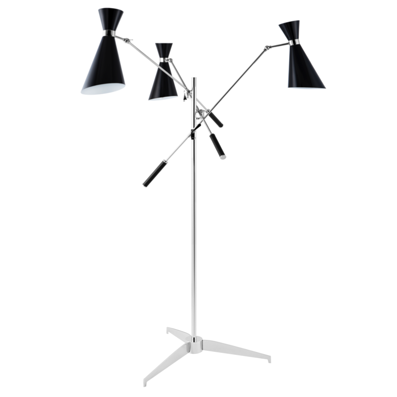 Торшер Stanley FLOR LAMP Черный Хром Торшер Stanley FLOR LAMP Черный Хром в Брянске | Loft Concept