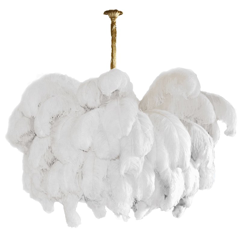 Люстра из страусиных перьев Extra Large Feather Chandelier GRAND TOUR Розовый пастельный Белый Серый Бежевый Латунь Люстра из страусиных перьев Extra Large Feather Chandelier GRAND TOUR Розовый пастельный Белый Серый Бежевый Латунь в Брянске | Loft Concept