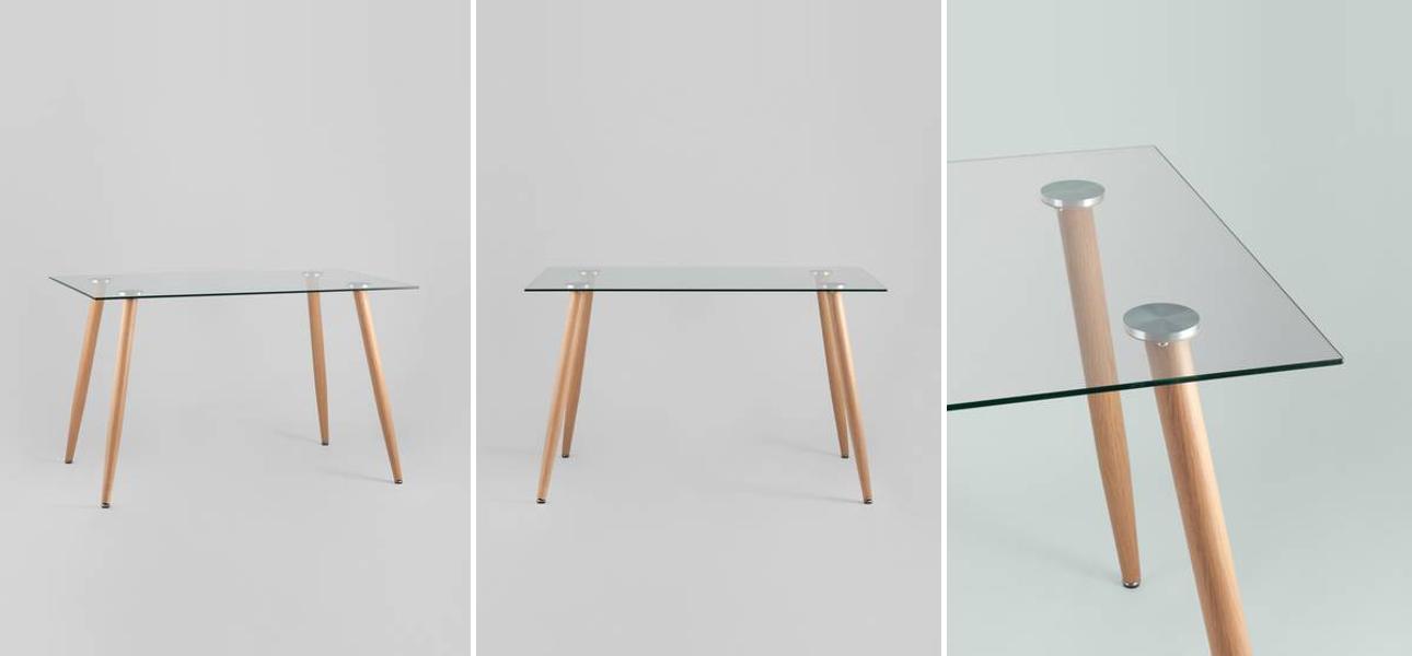 Стол обеденный Wood and Glass Стеклянная столешница - фото