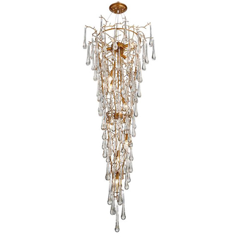 Люстра Waterfall Chandelier Crystal Drops Золотой Прозрачный Люстра Waterfall Chandelier Crystal Drops Золотой Прозрачный в Брянске | Loft Concept