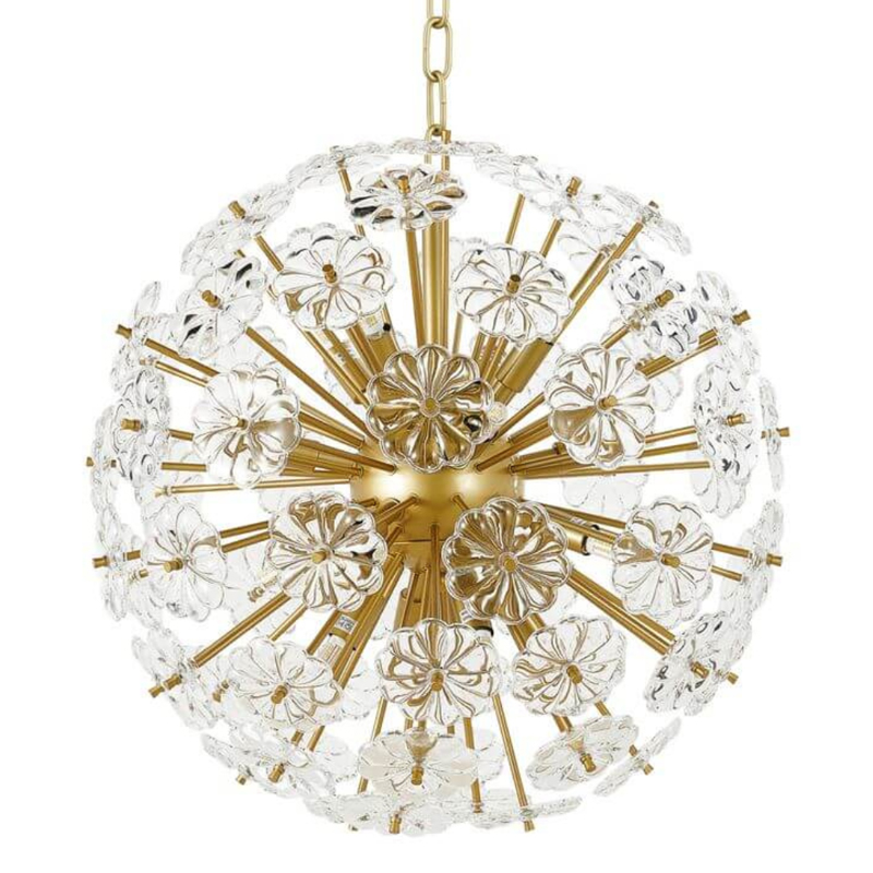 Люстра Glass Flowers Sputnik Chandelier D 48 матовое золото Прозрачное Стекло Люстра Glass Flowers Sputnik Chandelier D 48 матовое золото Прозрачное Стекло в Брянске | Loft Concept