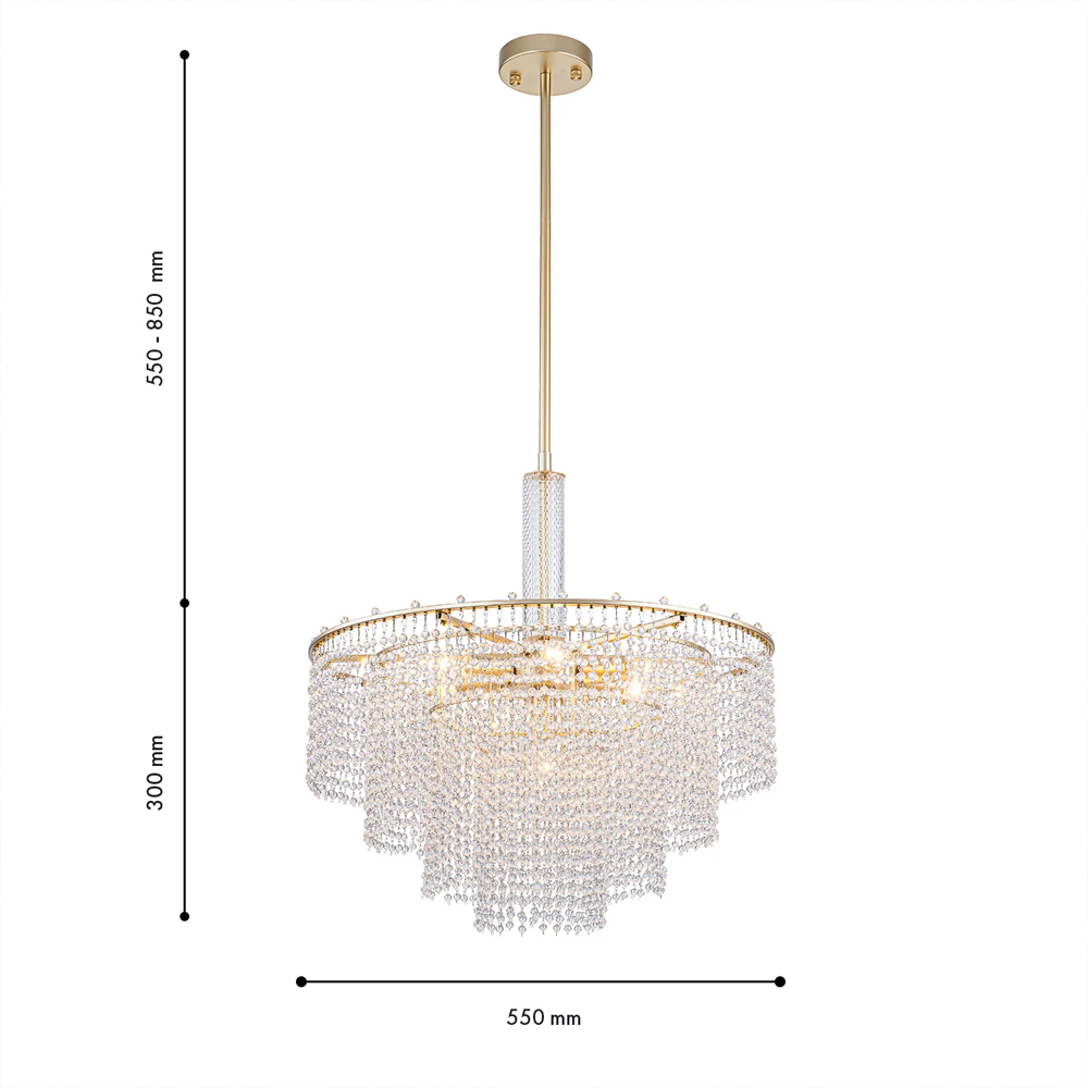 Люстра многоярусная с каскадами кристаллов Crystal Rains в Брянске