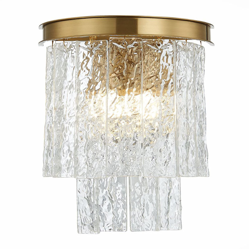Бра Renea Textured Glass Wall Lamp Brass Латунь Прозрачное Стекло Бра Renea Textured Glass Wall Lamp Brass Латунь Прозрачное Стекло в Брянске | Loft Concept