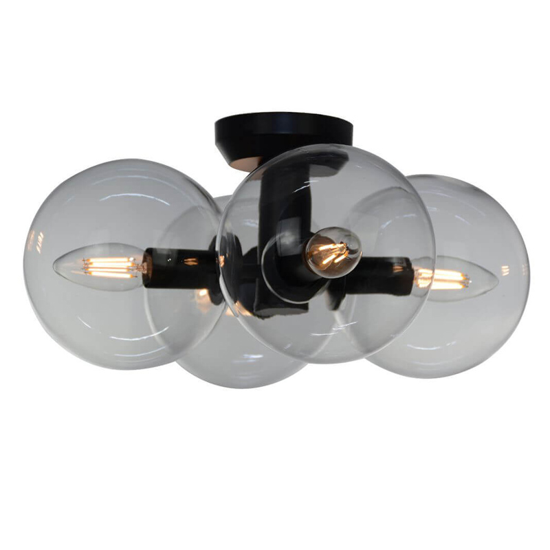 Потолочный светильник Modo 4 Globes Ceiling Lamp 30 Черный Прозрачное Стекло Потолочный светильник Modo 4 Globes Ceiling Lamp 30 Черный Прозрачное Стекло в Брянске | Loft Concept