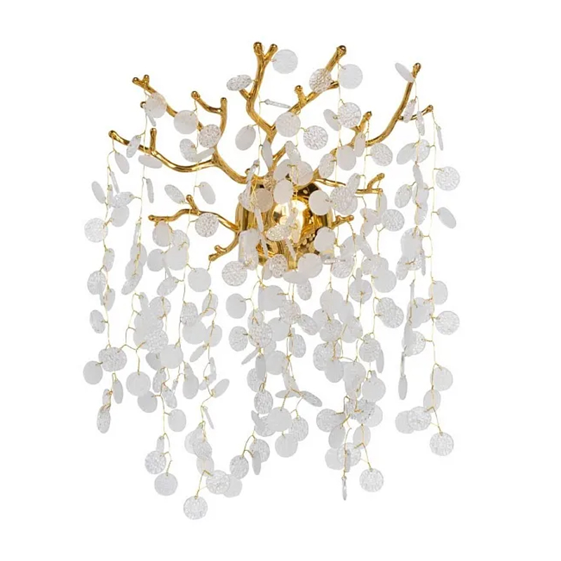 Бра золотого цвета с ветвями и круглыми рельефными подвесками FAIRYTREE Light Золотой Прозрачный в Брянске | Loft Concept 