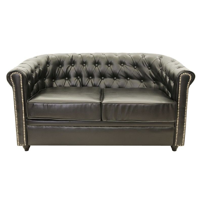 Диван кожаный на деревянных ножках из массива березы Caleb Leather Seating black Черный Диван кожаный на деревянных ножках из массива березы Caleb Leather Seating black Черный в Брянске | Loft Concept