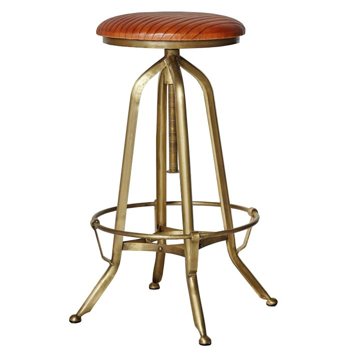 Барный стул Roller Bar Stool Коричневый Золотой в Брянске | Loft Concept 