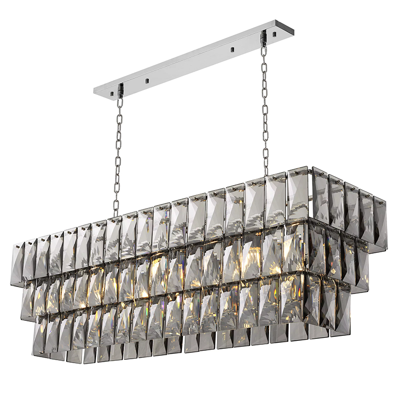 Люстра Eichholtz Chandelier Amazone Rectangular Nickel Никель Стекло Смок Люстра Eichholtz Chandelier Amazone Rectangular Nickel Никель Стекло Смок в Брянске | Loft Concept