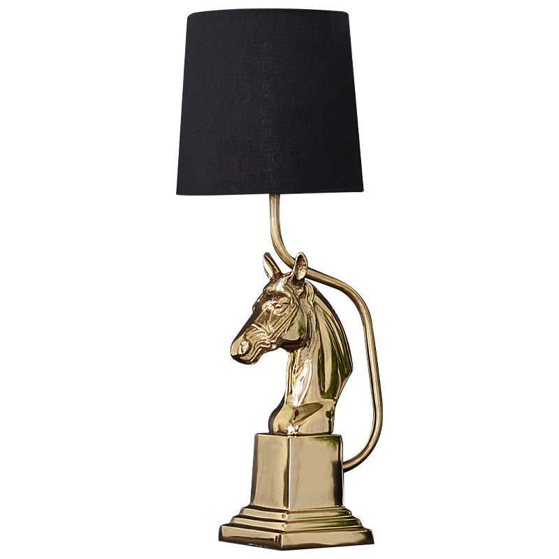 Настольная лампа с абажуром Lampshade Horse Sculpture Gold Черный Глянцевое золото Настольная лампа с абажуром Lampshade Horse Sculpture Gold Черный Глянцевое золото в Брянске | Loft Concept