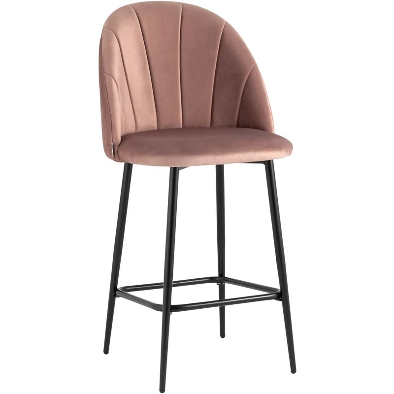 Барный Стул Balsari S Chair Пыльно-Розовый Велюр Розовый пастельный Черный Барный Стул Balsari S Chair Пыльно-Розовый Велюр Розовый пастельный Черный в Брянске | Loft Concept