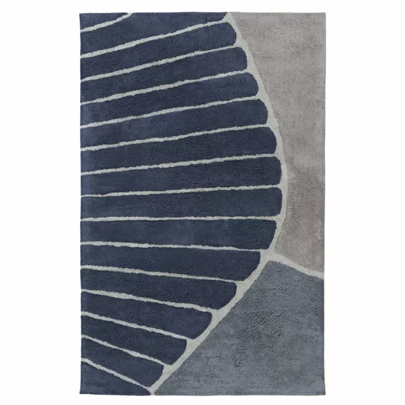 Ковер ворсовый из хлопка с рисунком Elan Stripe Dark Blue-Grey Серый Темно-синий Ковер ворсовый из хлопка с рисунком Elan Stripe Dark Blue-Grey Серый Темно-синий в Брянске | Loft Concept