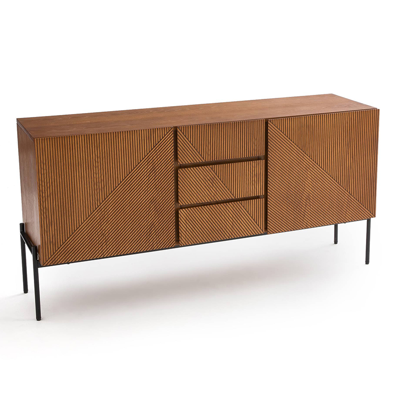 Комод с геометрическим рисунком Anders Chest of drawers с 3-мя ящиками и 2-мя дверцами Темный дуб Комод с геометрическим рисунком Anders Chest of drawers с 3-мя ящиками и 2-мя дверцами Темный дуб в Брянске | Loft Concept