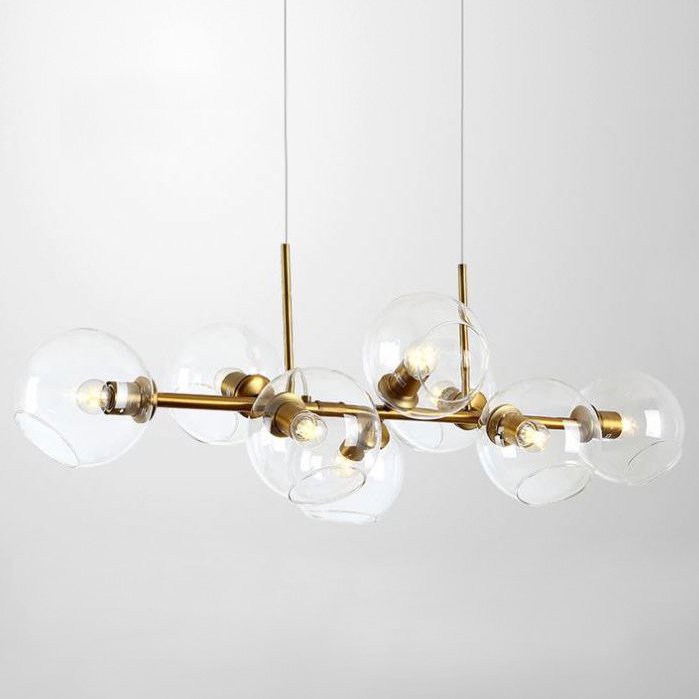 Люстра Staggered Glass Chandelier 8 Золотой Прозрачное Стекло Люстра Staggered Glass Chandelier 8 Золотой Прозрачное Стекло в Брянске | Loft Concept