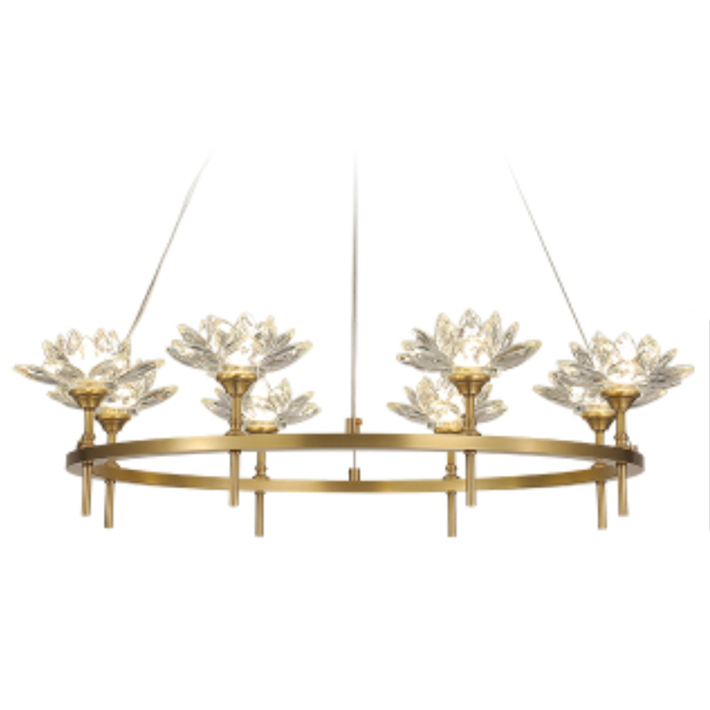 Люстра Хрустальные Цветы Лотоса Lotus flower Clear Glass lamp 8 Латунь Прозрачное Стекло Люстра Хрустальные Цветы Лотоса Lotus flower Clear Glass lamp 8 Латунь Прозрачное Стекло в Брянске | Loft Concept