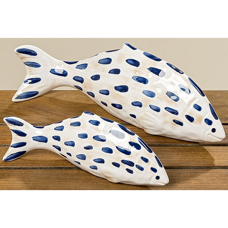 Статуэтка Fish Blue & White Белый Синий Статуэтка Fish Blue & White Белый Синий в Брянске | Loft Concept