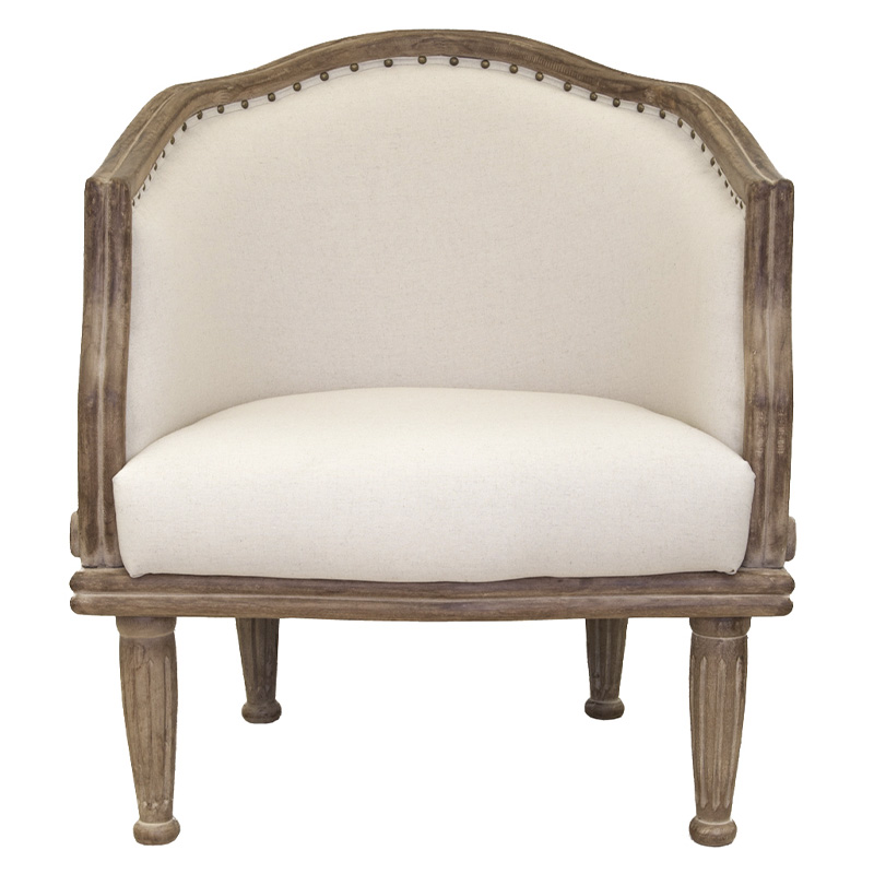 Кресло низкое с мягкой обивкой из льна на 4-х деревянных ножках Emile Armchair beige Бежевый Коричневый Кресло низкое с мягкой обивкой из льна на 4-х деревянных ножках Emile Armchair beige Бежевый Коричневый в Брянске | Loft Concept